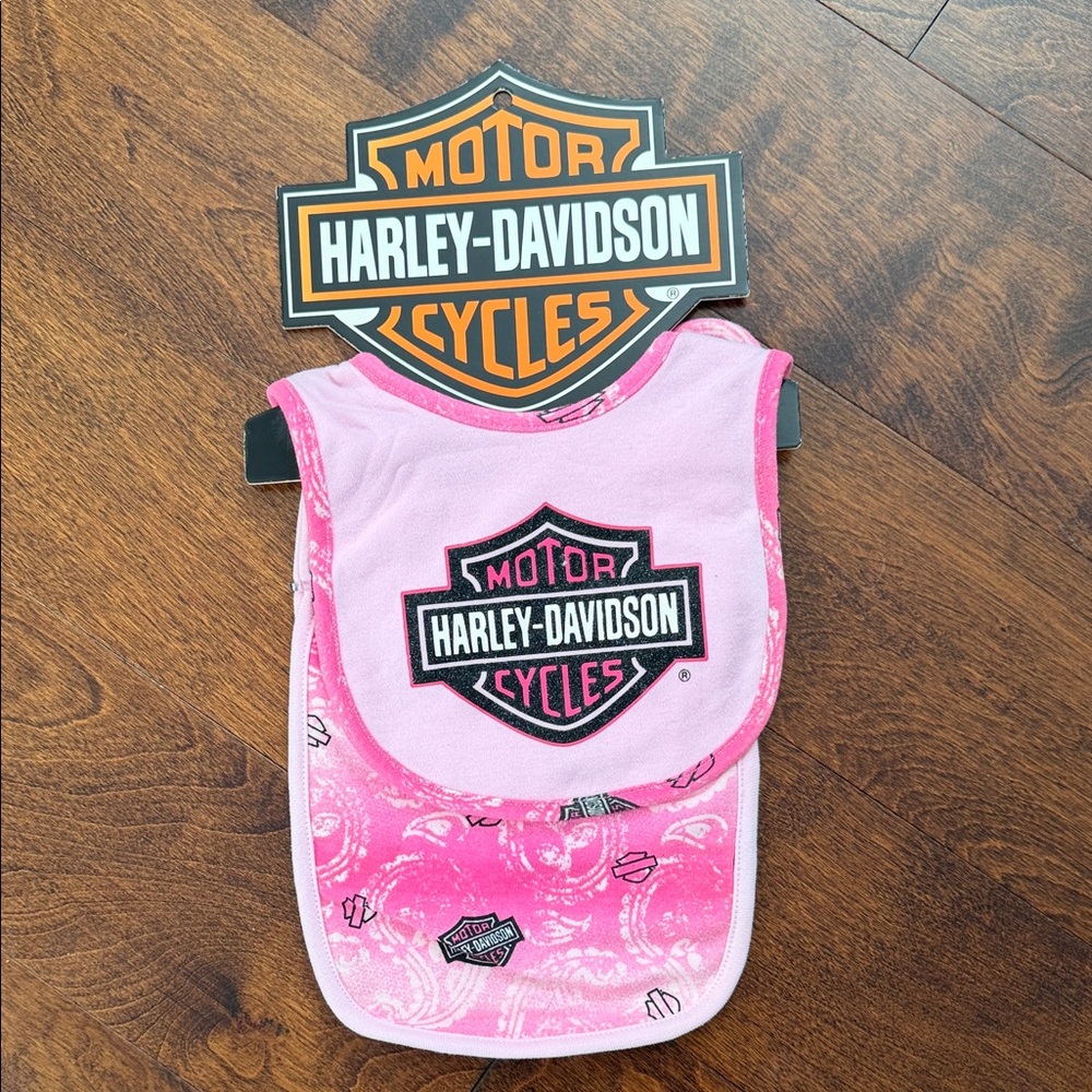 Harley-Davidson Pink and Black Infant Bib
